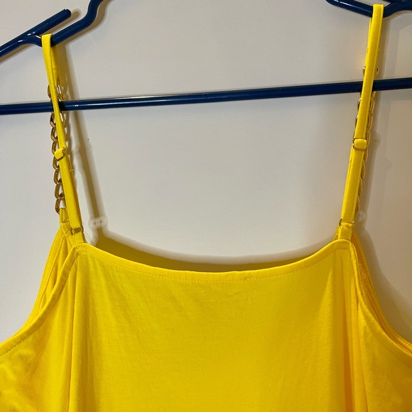 Michael Kors Yellow Cami Tank w/ Asymmetric Hem Gold Chain Detail Size M - Picture 3 of 4